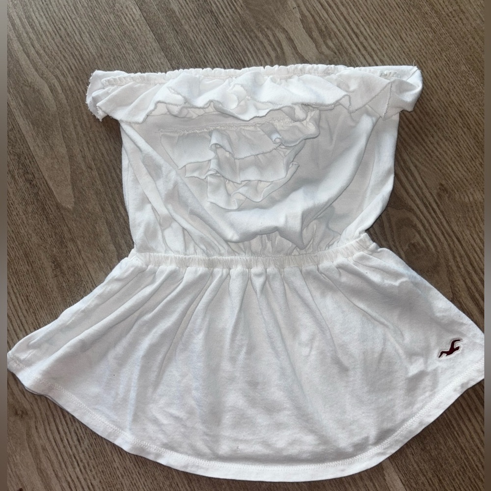 Y2K Hollister Ruffled White Tube Top